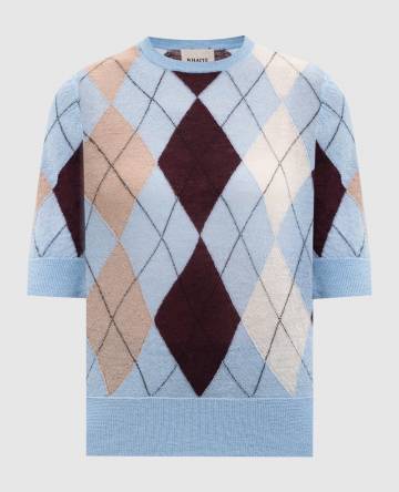 Голубой топ Anders с кашемиром в геометрический узор