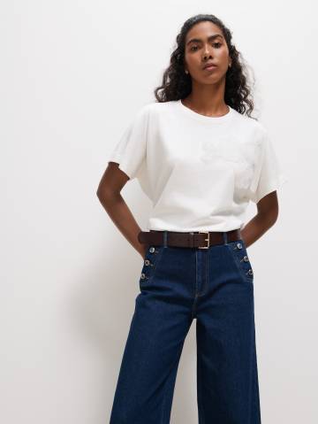 Mohito - Блузка з квітковою аплікацією - кремовий - S