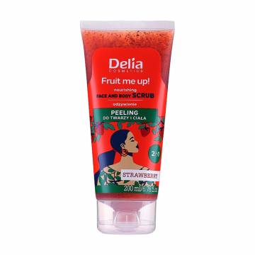 Скраб для лица и тела Delia Cosmetics 2 в 1 Fruit Me Up! Face & Body Scrub с ароматом клубники, 200 мл Скраб для лица и тела Delia Cosmetics 2 в 1 Fruit Me Up! Face & Body Scrub с ароматом клубники, 200 мл
