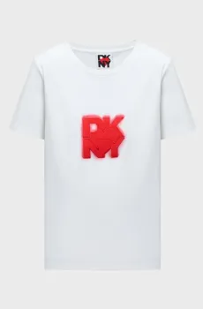 Женская белая футболка Красный M DKNY D2B4A141