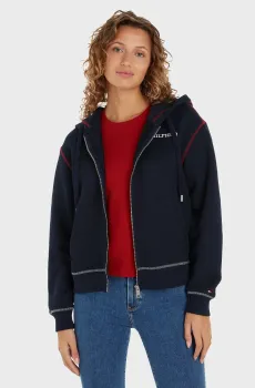 Женское темно-синее худи MDRN REG GBL STP FULLZIP Синий XXS Tommy Hilfiger WW0WW42425