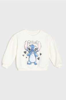 Бавовняний світшот crewneck з принтом Stitch - кремовий
