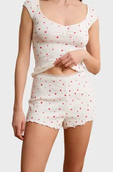 Женские белые шорты с узором VANITY GOURMANDE Белый S Etam 6557694