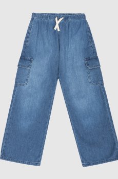 Детские синие джинсы-карго с принтом логотипа