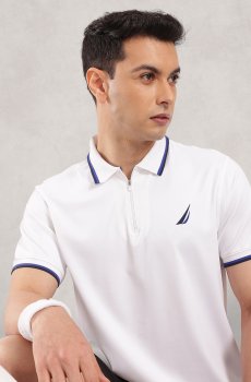 Nautica Brand Logo Printed Polo Collar Moisture Wicking T-shirt