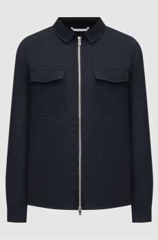 Синяя рубашка из шерсти и шелка