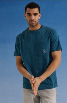 Бавовняна футболка з святковою вишивкою - steel blue