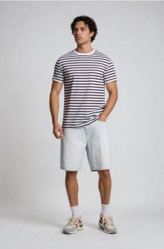 Бавовняна футболка в смужку - чорний