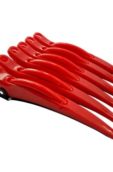 Парикмахерский зажим для волос Zauber-manicure пластиково-металлический, красный, 6 шт (06-094C-6)