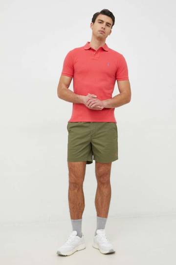 Хлопковое поло Polo Ralph Lauren цвет красный однотонный Хлопковое поло Polo Ralph Lauren цвет красный однотонный