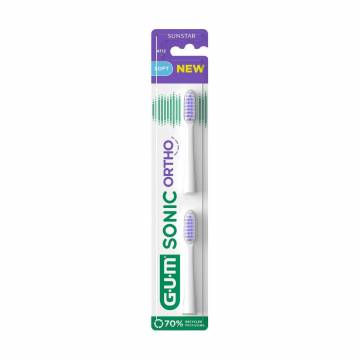 Сменные стандартные насадки GUM Sonic Toothbrush Refills для электрической зубной щётки Sonic Ortho, 2 шт Сменные стандартные насадки GUM Sonic Toothbrush Refills для электрической зубной щётки Sonic Ortho, 2 шт