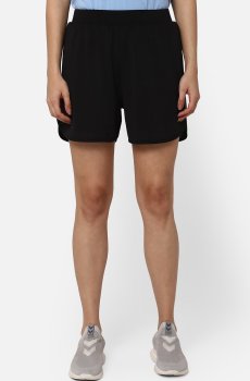 hummel Women Black Solid Running Shorts