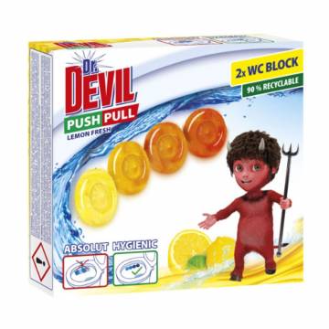 Туалетный блок для унитаза Dr. Devil Лимонная свежесть, 2*20 г Туалетный блок для унитаза Dr. Devil Лимонная свежесть, 2*20 г