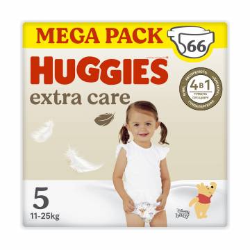 Подгузники Huggies Extra Care Box размер 5 (11-25 кг), 66 шт Подгузники Huggies Extra Care Box размер 5 (11-25 кг), 66 шт