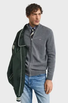Мужской серый кардиган CASUAL COTTON ZIP Серый M Gant 8030164