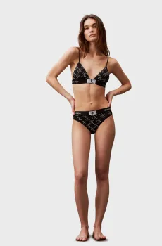 Женский черный бюстгальтер с узором UNLINED TRIANGLE Черный XS Calvin Klein 000QF7217E
