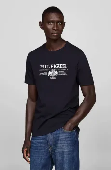 Мужская темно-синяя футболка HILFIGER CREST EMRBO TEE Синий M Tommy Hilfiger MW0MW36511
