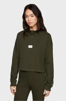 Женская зеленая спортивная кофта WAFFLE Зеленый M Tommy Hilfiger UW0UW04735