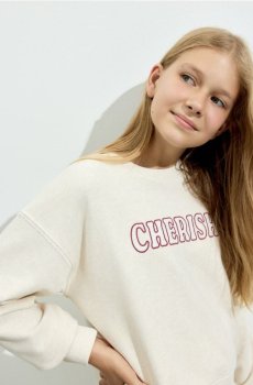 Reserved - Худі з вишитим написом - бежевий - 273FA-08M