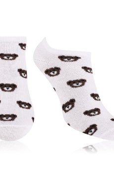 Носки женские AmiGA укороченные, Медведь коричневый на белом фоне, размер 23-25