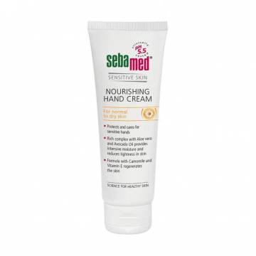 Питательный крем для рук Sebamed Sensitive Skin Nourishing Hand Cream для нормальной и сухой кожи, с ромашкой, 75 мл Питательный крем для рук Sebamed Sensitive Skin Nourishing Hand Cream для нормальной и сухой кожи, с ромашкой, 75 мл