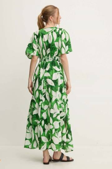 Платье Answear Lab цвет зелёный maxi расклешённая Платье Answear Lab цвет зелёный maxi расклешённая