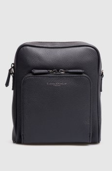 Синяя кожаная сумка Florence с логотипом