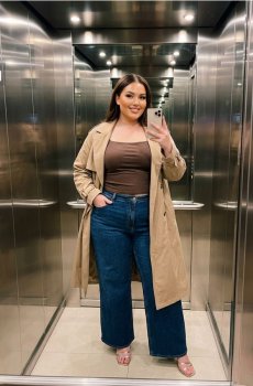Джинси wide leg Plus size - темно-синій