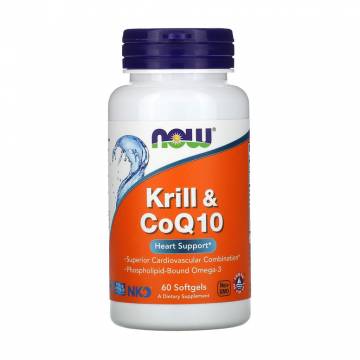 Масло криля и коэнзим Q10 NOW Foods Krill & Q10, 60 гелевых капсул Масло криля и коэнзим Q10 NOW Foods Krill & Q10, 60 гелевых капсул