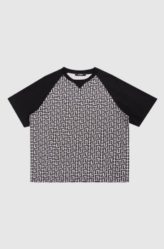 Детская черная футболка в узор PB Labyrinth
