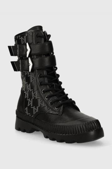 Кожаные полусапоги Karl Lagerfeld TREKKA II KC женские цвет чёрный на плоском ходу KL42586F Кожаные полусапоги Karl Lagerfeld TREKKA II KC женские цвет чёрный на плоском ходу KL42586F