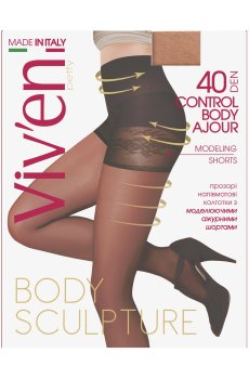 Колготки женские Viven petty Control Body Ajour с моделирующими шортиками, 40 DEN, натурель, размер 6