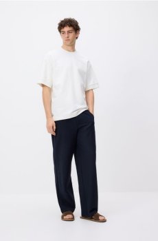 Reserved - Штани wide leg із зав’язкою - темно-синій - 551HM-59X
