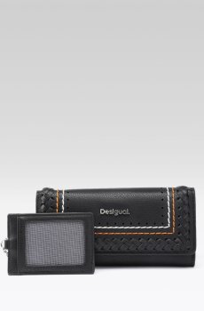 Desigual Women Woven Detail Two Fold Wallet with Card Holder
