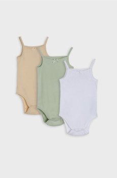 Набір з 3 бавовняних боді - блідо-зелений