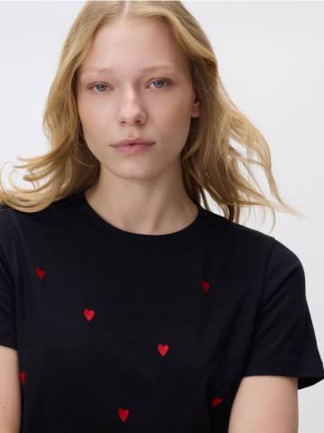 Reserved - LADIES` T-SHIRT - чорний - 165HT-99X