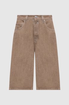 Бежевые джинсовые бермуды с люрексом