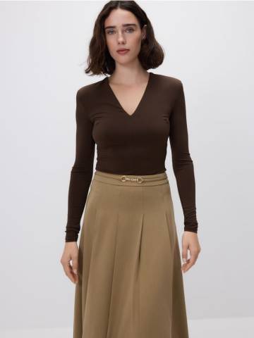 Reserved - Боді з довгим рукавом - темно коричневий - 239HS-89X