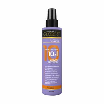 Спрей-бальзам Gloris Keratin Recovery Мультиэффект 10 в 1, для окрашенных и ослабленных волос, 200 мл Спрей-бальзам Gloris Keratin Recovery Мультиэффект 10 в 1, для окрашенных и ослабленных волос, 200 мл