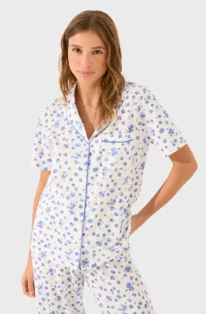 Женская белая пижама с узором (рубашка, брюки) Белый M womensecret 3139889