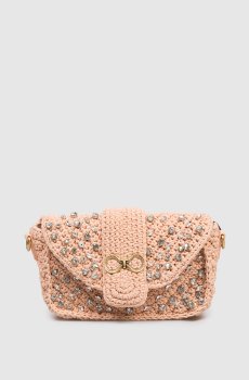 Оранжевая вязаная сумка с кристаллами