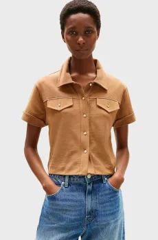 Женская коричневая рубашка BUTTON Коричневый L Tommy Hilfiger WW0WW44626