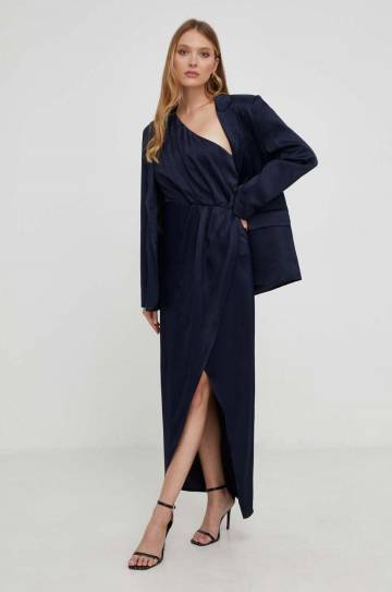 Платье Answear Lab цвет синий maxi расклешённая Платье Answear Lab цвет синий maxi расклешённая