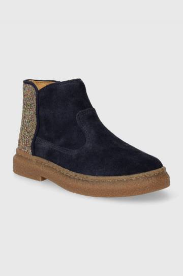 Детские замшевые ботинки Pom Dapi TRIX BACK цвет синий