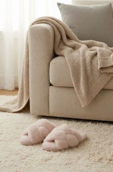 Тапочки з штучним хутром - бежевий