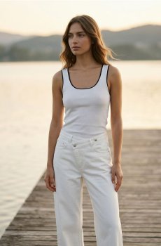 Блуза на бретелях з віскозою - білий