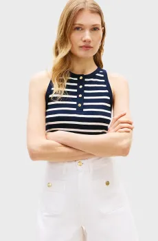 Женский темно-синий топ в полоску GOLD BUTTON Синий M Tommy Hilfiger WW0WW49251