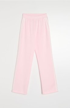 Брюки carrot з м’якого трикотажу scuba з лампасами - рожевий
