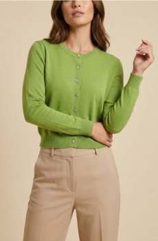 Класичний кардиган на ґудзиках - жовто-зелений