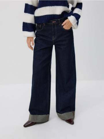 Reserved - Джинси кльош з підгином - темно-синій - 637HF-59J